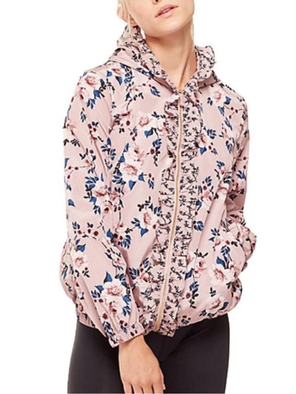kate spade New York Prairie Rose Ruffle windbreaker jacket size small
